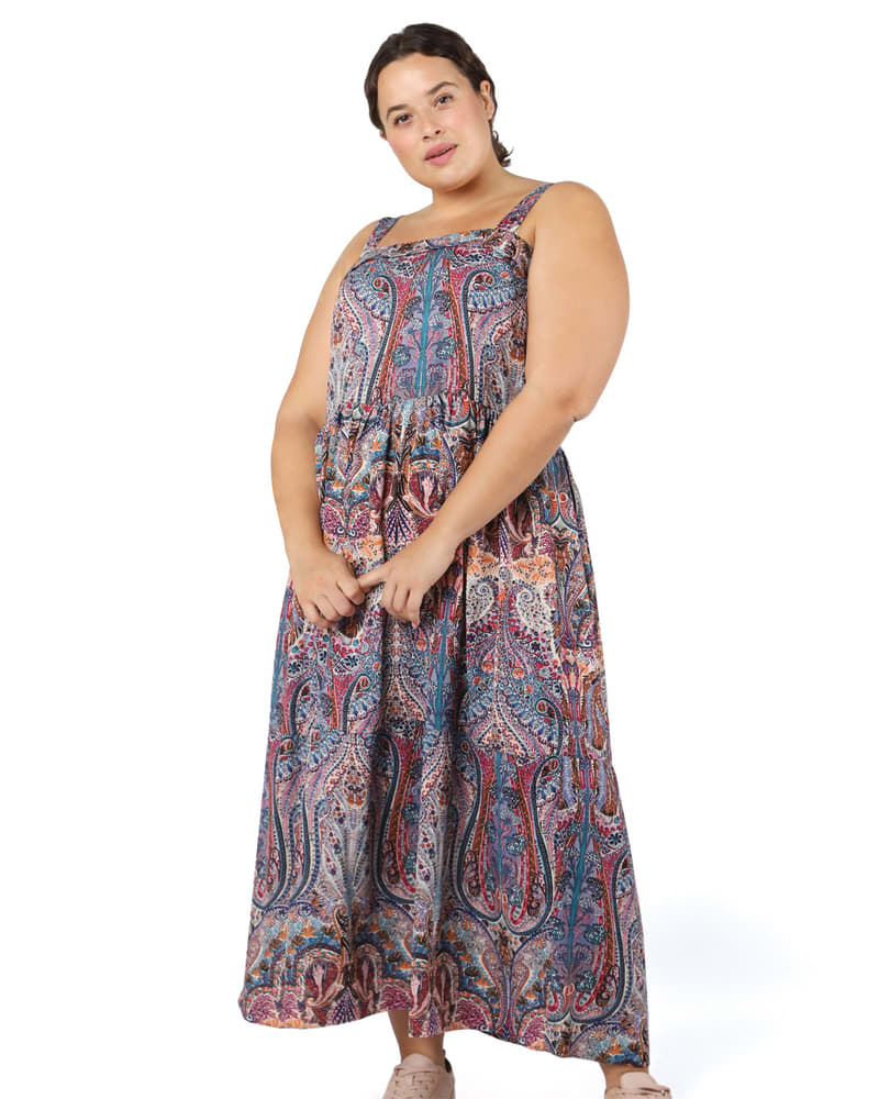 Plus size model wearing Thalia Tiered Maxi Dress by DEX PLUS | Dia&Co | dia_product_style_image_id:203038